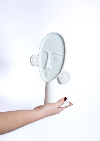 Vase tête Picasso blanc en M