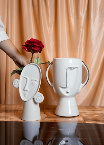 Vase tête Picasso blanc en M